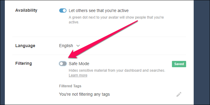 Click the safe Mode toggle