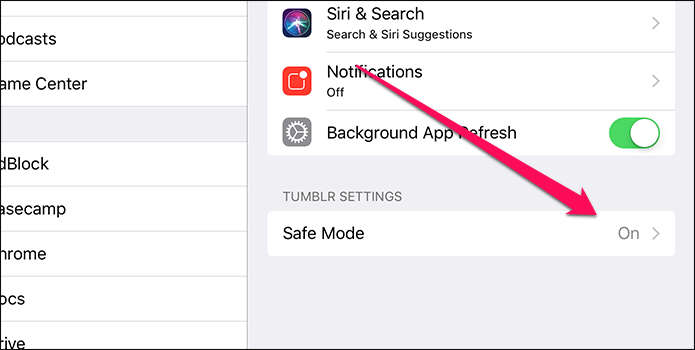 Turn off Tumblr safe mode on iPhone